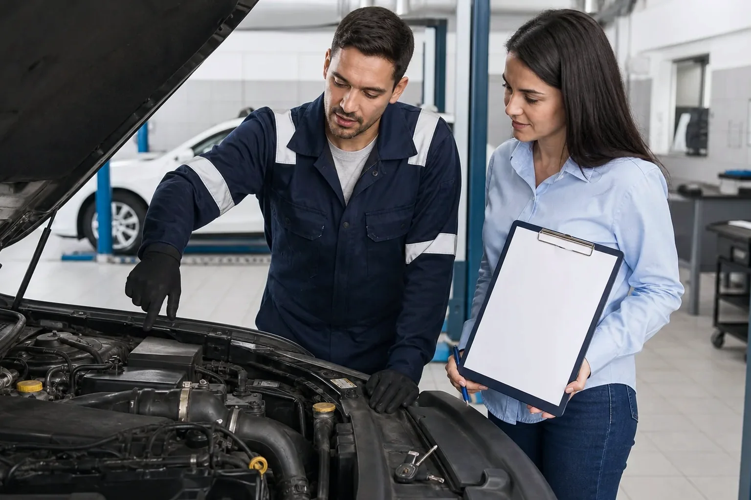 Despachante realizando cadastro de motor de veículo.