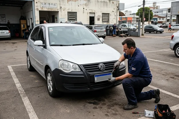 Veículo sendo emplacado em um despachante em São Leopoldo.